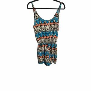 Poetry Boho Orange and Blue Romper
